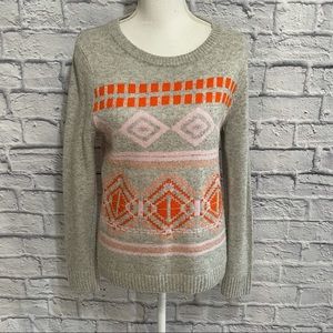 J Crew Geometric Fair Isle Wool Blend Sweater